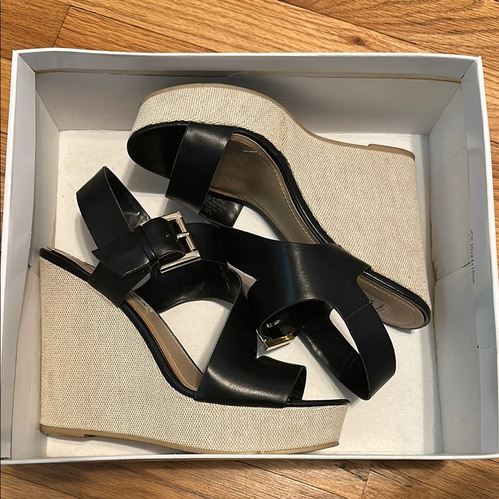 Elegant Black Wedge Sandals